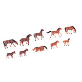 10Pcs 1/87 HO Scale Horses Model Painted Animal Figure for Miniature Models