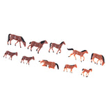 10Pcs 1/87 HO Scale Horses Model Painted Animal Figure for Miniature Models