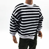 Maxbell 1/6 Scale Man Striped Casual Tops Sweatshirt for 12'' Action Figure Hot Doll