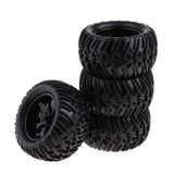 Maxbell 4Pcs 12mm Hub Wheel Rim & Rubber Tire Tyres for 1:10 RC Monster Truck Truggy - Aladdin Shoppers
