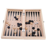 Maxbell Deluxe 9.5x9.5 Inch Chess Checker Backgammon 3 in 1 Wooden Travel Game Set - Aladdin Shoppers