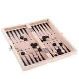 Maxbell Maxbell Deluxe 9.5x9.5 Inch Chess Checker Backgammon 3 in 1 Wooden Travel Game Set