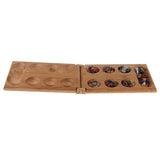 Maxbell Mancala African Stone Game - 8.6 x 5.1 inch Bamboo Board with 48 Agate Beads - Aladdin Shoppers