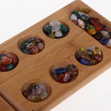 Maxbell Mancala African Stone Game - 8.6 x 5.1 inch Bamboo Board with 48 Agate Beads - Aladdin Shoppers