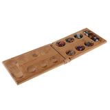 Maxbell Mancala African Stone Game - 8.6 x 5.1 inch Bamboo Board with 48 Agate Beads - Aladdin Shoppers