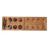 Maxbell Mancala African Stone Game - 8.6 x 5.1 inch Bamboo Board with 48 Agate Beads - Aladdin Shoppers
