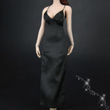 5x1/6 Deep V Black Long Evening Dress Stockings Set for 12inch Female Figure