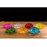 Buddhism Worship Lotus Flower Crystal Candle Holders Home Decoration Yellow