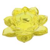 Buddhism Worship Lotus Flower Crystal Candle Holders Home Decoration Yellow