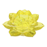 Buddhism Worship Lotus Flower Crystal Candle Holders Home Decoration Yellow