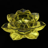 Buddhism Worship Lotus Flower Crystal Candle Holders Home Decoration Yellow