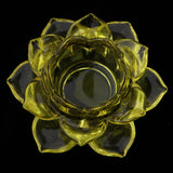 Buddhism Worship Lotus Flower Crystal Candle Holders Home Decoration Yellow
