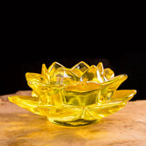 Buddhism Worship Lotus Flower Crystal Candle Holders Home Decoration Yellow
