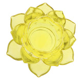Buddhism Worship Lotus Flower Crystal Candle Holders Home Decoration Yellow