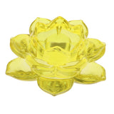 Buddhism Worship Lotus Flower Crystal Candle Holders Home Decoration Yellow