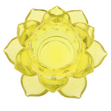 Buddhism Worship Lotus Flower Crystal Candle Holders Home Decoration Yellow