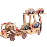 Maxbell Multi-color 340x78x145mm Wooden Car Carrier Model Double Layers Children Vehicle Car Kids Educational Toy for Kids Gift - Aladdin Shoppers