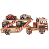 Maxbell Multi-color 340x78x145mm Wooden Car Carrier Model Double Layers Children Vehicle Car Kids Educational Toy for Kids Gift - Aladdin Shoppers