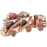 Maxbell Multi-color 340x78x145mm Wooden Car Carrier Model Double Layers Children Vehicle Car Kids Educational Toy for Kids Gift - Aladdin Shoppers