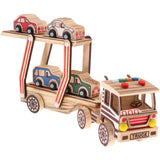 Maxbell Multi-color 340x78x145mm Wooden Car Carrier Model Double Layers Children Vehicle Car Kids Educational Toy for Kids Gift - Aladdin Shoppers