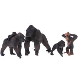 Maxbell 4pcs Lifelike Gorilla Family Model, Wild Animal Figurines, Kids Toy Desktop Ornaments - Aladdin Shoppers