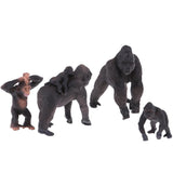 Maxbell 4pcs Lifelike Gorilla Family Model, Wild Animal Figurines, Kids Toy Desktop Ornaments - Aladdin Shoppers