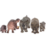 Maxbell 5x Realistic Animal Toy Figures Realistic Animals for Zoo - Rhinoceros Hippo Family Model Toys Birthday Party Toys - Aladdin Shoppers