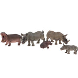 Maxbell 5x Realistic Animal Toy Figures Realistic Animals for Zoo - Rhinoceros Hippo Family Model Toys Birthday Party Toys - Aladdin Shoppers