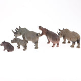 Maxbell 5x Realistic Animal Toy Figures Realistic Animals for Zoo - Rhinoceros Hippo Family Model Toys Birthday Party Toys - Aladdin Shoppers