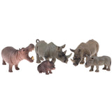 Maxbell 5x Realistic Animal Toy Figures Realistic Animals for Zoo - Rhinoceros Hippo Family Model Toys Birthday Party Toys - Aladdin Shoppers