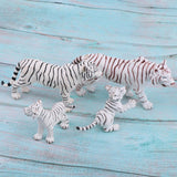 Maxbell 4pcs Lifelike White Tiger Family Model, Wild Animal Figurines, Kids Toy Desktop Ornaments - Aladdin Shoppers