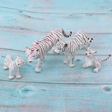 Maxbell 4pcs Lifelike White Tiger Family Model, Wild Animal Figurines, Kids Toy Desktop Ornaments - Aladdin Shoppers