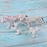 Maxbell 4pcs Lifelike White Tiger Family Model, Wild Animal Figurines, Kids Toy Desktop Ornaments - Aladdin Shoppers