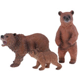 Maxbell 3pcs Lifelike Bear Family Model, Wild Animal Figurines, Kids Toy Desktop Ornaments - Aladdin Shoppers