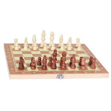 Maxbell Folding Wood Chess Set Travel Handcrafted Board Backgammon 34x34cm