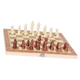 Maxbell Folding Wood Chess Set Travel Handcrafted Board Backgammon 34x34cm