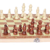 Maxbell Folding Wood Chess Set Travel Handcrafted Board Backgammon 34x34cm