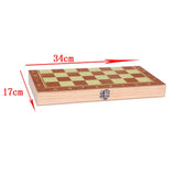 Maxbell Folding Wood Chess Set Travel Handcrafted Board Backgammon 34x34cm