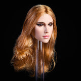 Maxbell 1/6 Female Soldier Head Carving Toy Head Sculpture w/ Hair for Hot Toys  C