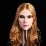 Maxbell 1/6 Female Soldier Head Carving Toy Head Sculpture w/ Hair for Hot Toys  C