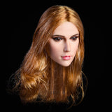 Maxbell 1/6 Female Soldier Head Carving Toy Head Sculpture w/ Hair for Hot Toys  C