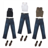 Maxbell 1/ Vest Jeans Set Male Suit for Action Figures white