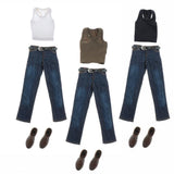 Maxbell 1/ Vest Jeans Set Male Suit for Action Figures white
