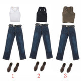 Maxbell 1/ Vest Jeans Set Male Suit for Action Figures white