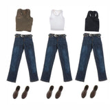 Maxbell 1/ Vest Jeans Set Male Suit for Action Figures white