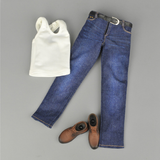 Maxbell 1/ Vest Jeans Set Male Suit for Action Figures white