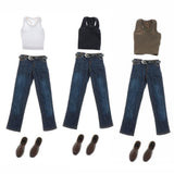 Maxbell 1/ Vest Jeans Set Male Suit for Action Figures white