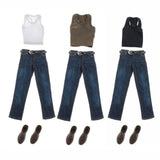 Maxbell 1/ Vest Jeans Set Male Suit for Action Figures white