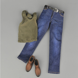 Maxbell 1/ Vest Jeans Set Male Suit for Action Figures green