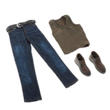 Maxbell 1/ Vest Jeans Set Male Suit for Action Figures green